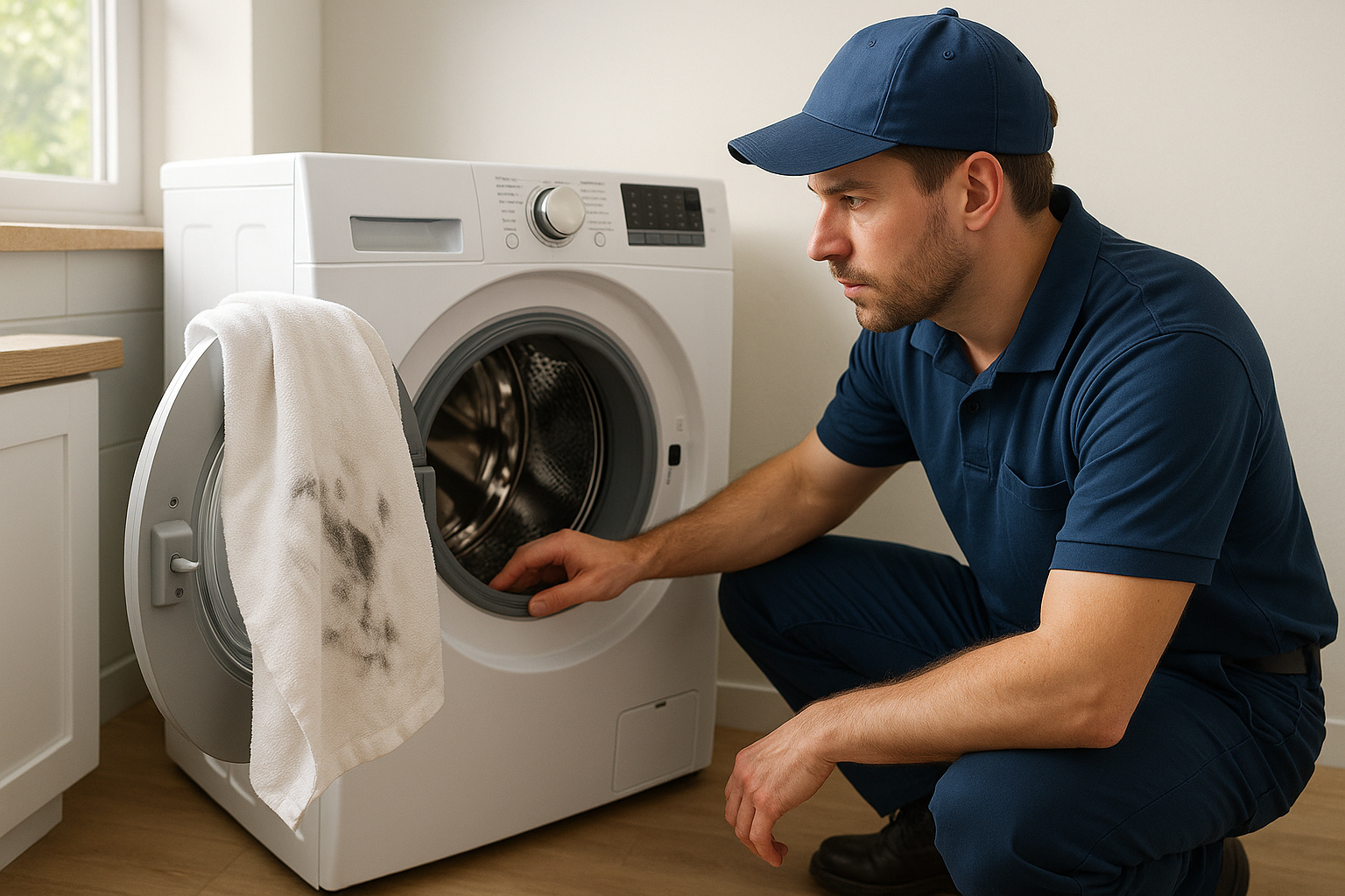Front-load washer leaving dark marks on laundry